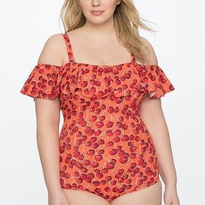 Eloquii Ruffle Off the Shoulder One Piece Swimsuit